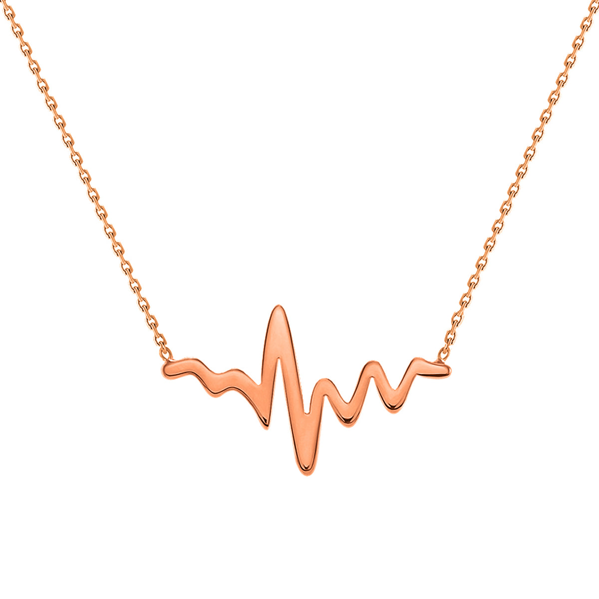 14k Rose Gold EKG Heartbeat Wave Necklace