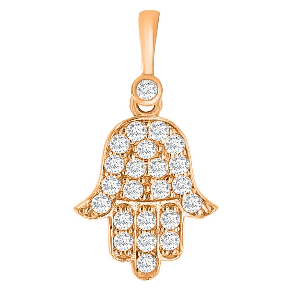 14k Rose Gold Mini Hamsa Hand of Fatima Pendant