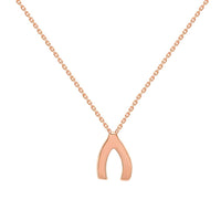 Load image into Gallery viewer, 14k Rose Gold Mini Wishbone Good Luck Necklace
