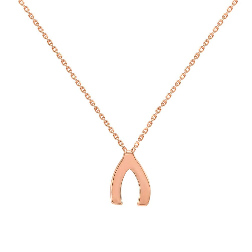 14k Rose Gold Mini Wishbone Good Luck Necklace