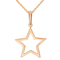 Load image into Gallery viewer, 14k Rose Gold Open Star Charm Pendant Necklace

