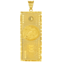 Load image into Gallery viewer, 14k Solid Gold 100 Dollar Bill Pendant
