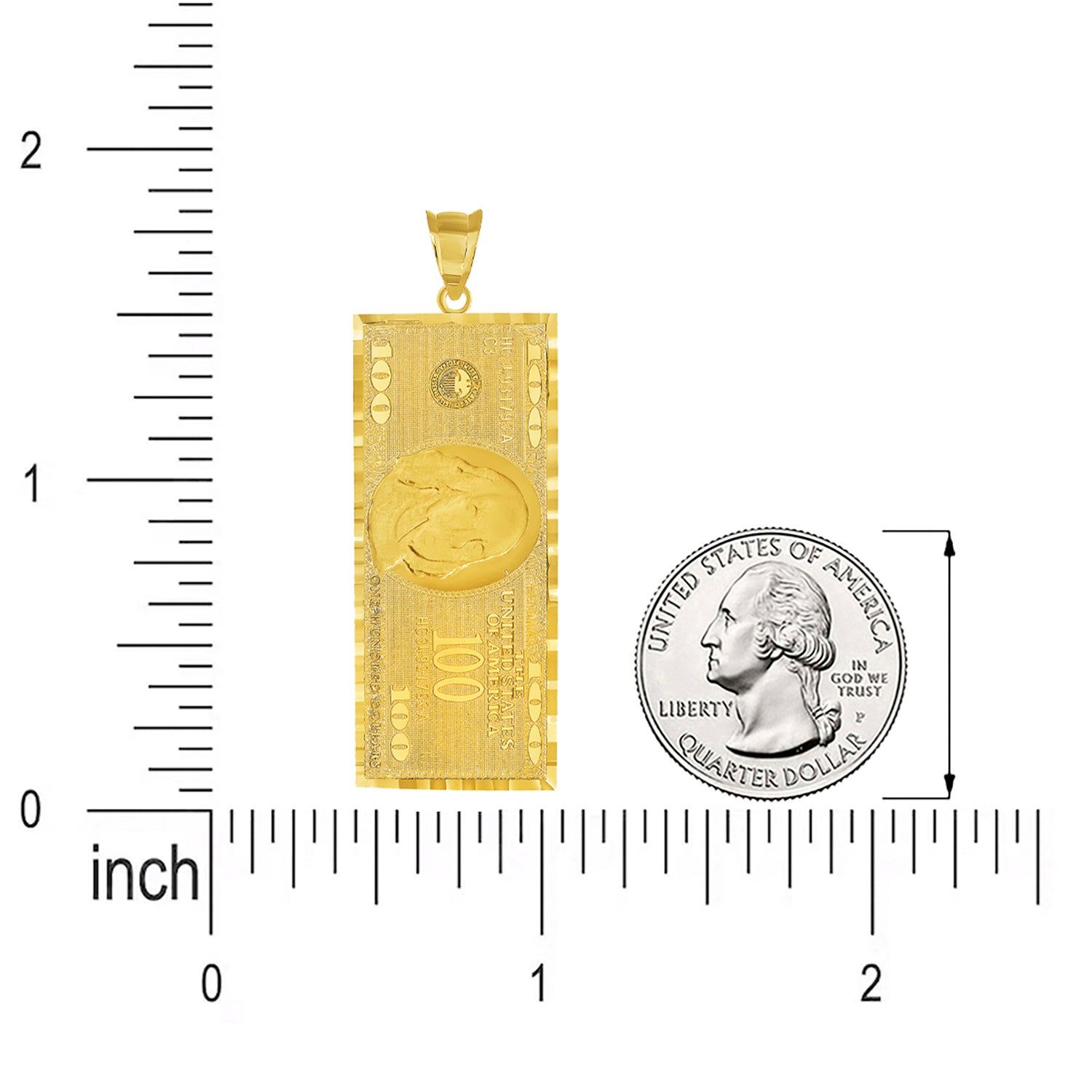 14k Solid Gold 100 Dollar Bill Pendant | Jewelry America
