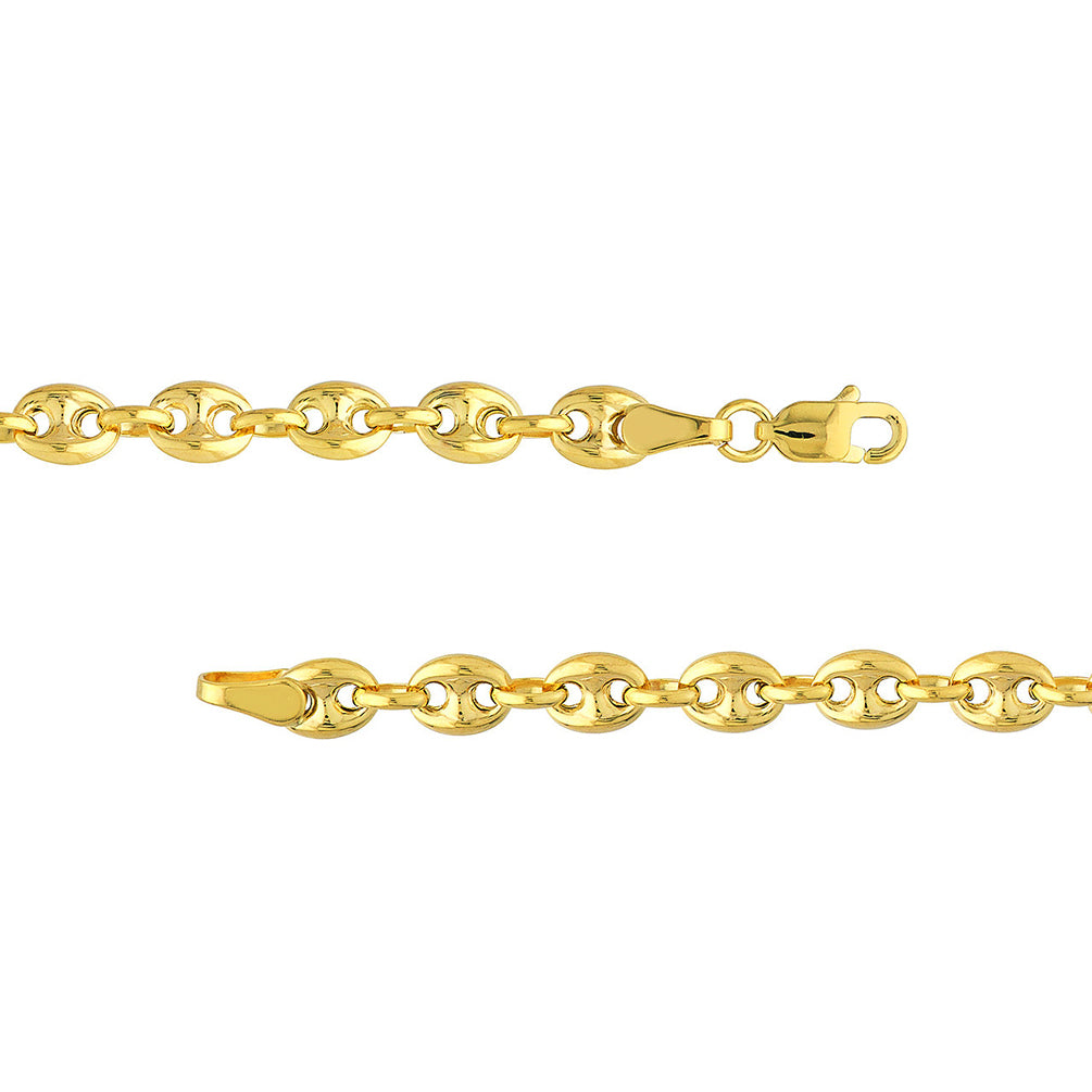 14k Solid Gold 4.5mm Puffed Mariner Bracelet