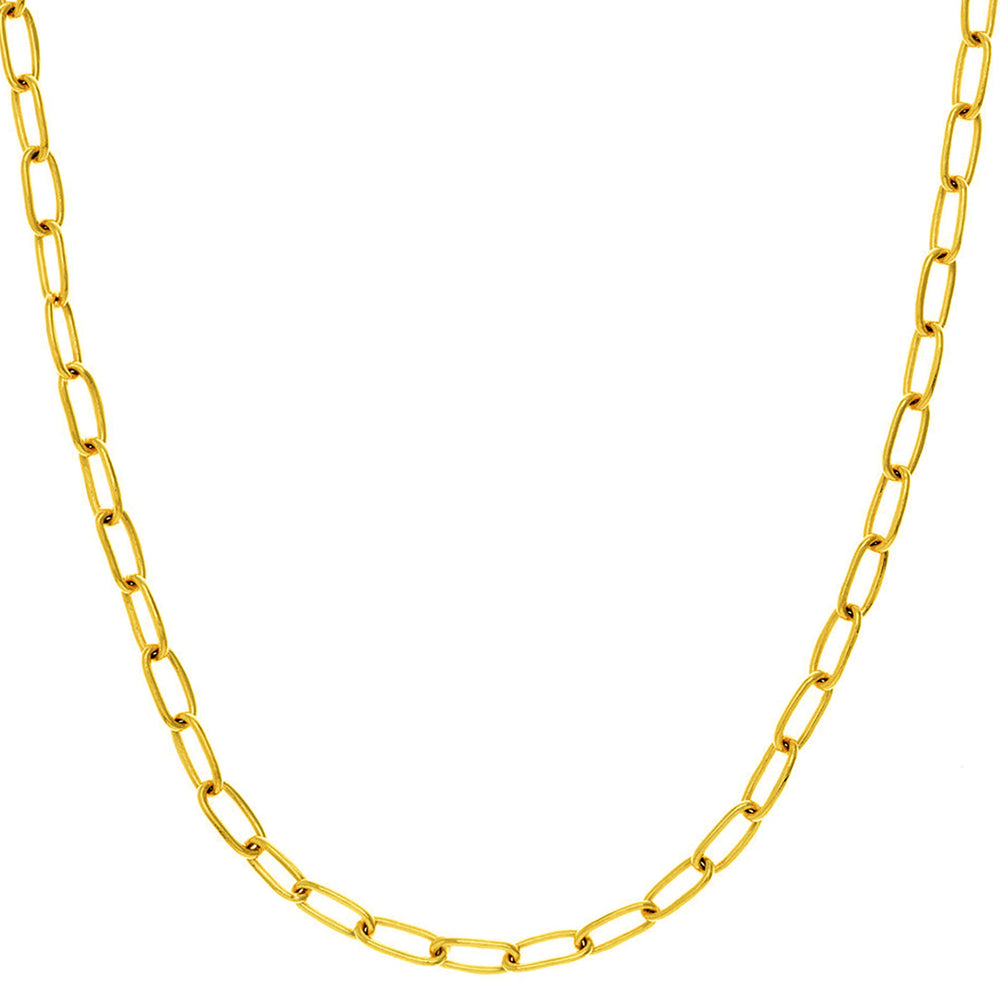 14k Solid Gold 5mm Paperclip Chain Oval Necklace
