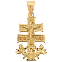 Load image into Gallery viewer, 14k Solid Gold Caravaca Cross Crucifix Pendant
