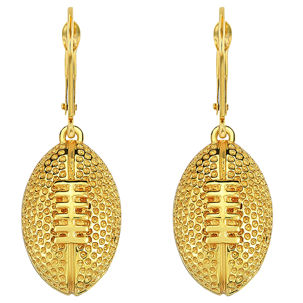 14k Solid Gold Football Dangle Drop Earrings