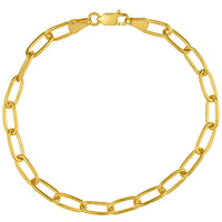 Load image into Gallery viewer, 14k Solid Gold 5mm Paperclip Chain Oval Capsule Link Bracelet with Lobster Lock

