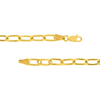 Load image into Gallery viewer, 14k Solid Gold 5mm Paperclip Chain Oval Capsule Link Bracelet with Lobster Lock
