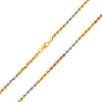 Load image into Gallery viewer, 14k Tri-Color Gold 2mm Rope Chain Necklace
