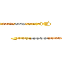 Load image into Gallery viewer, 14k Tri-Color Gold 2mm Rope Chain Necklace
