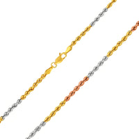 Load image into Gallery viewer, 14k Tri-Color Gold 4mm Rope Chain Necklace
