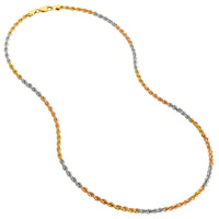 Load image into Gallery viewer, 14k Tri-Color Gold 4mm Rope Chain Necklace
