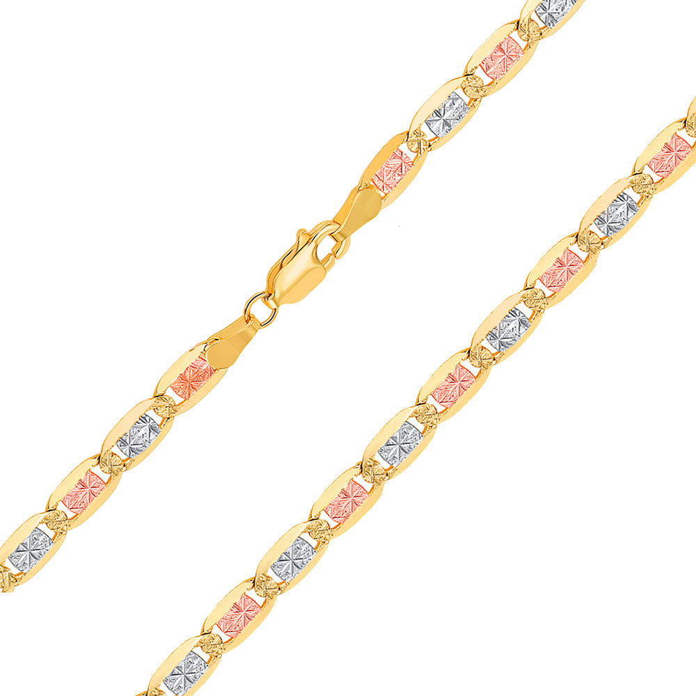 14k Tri-Color Gold 6mm Valentino Chain Necklace