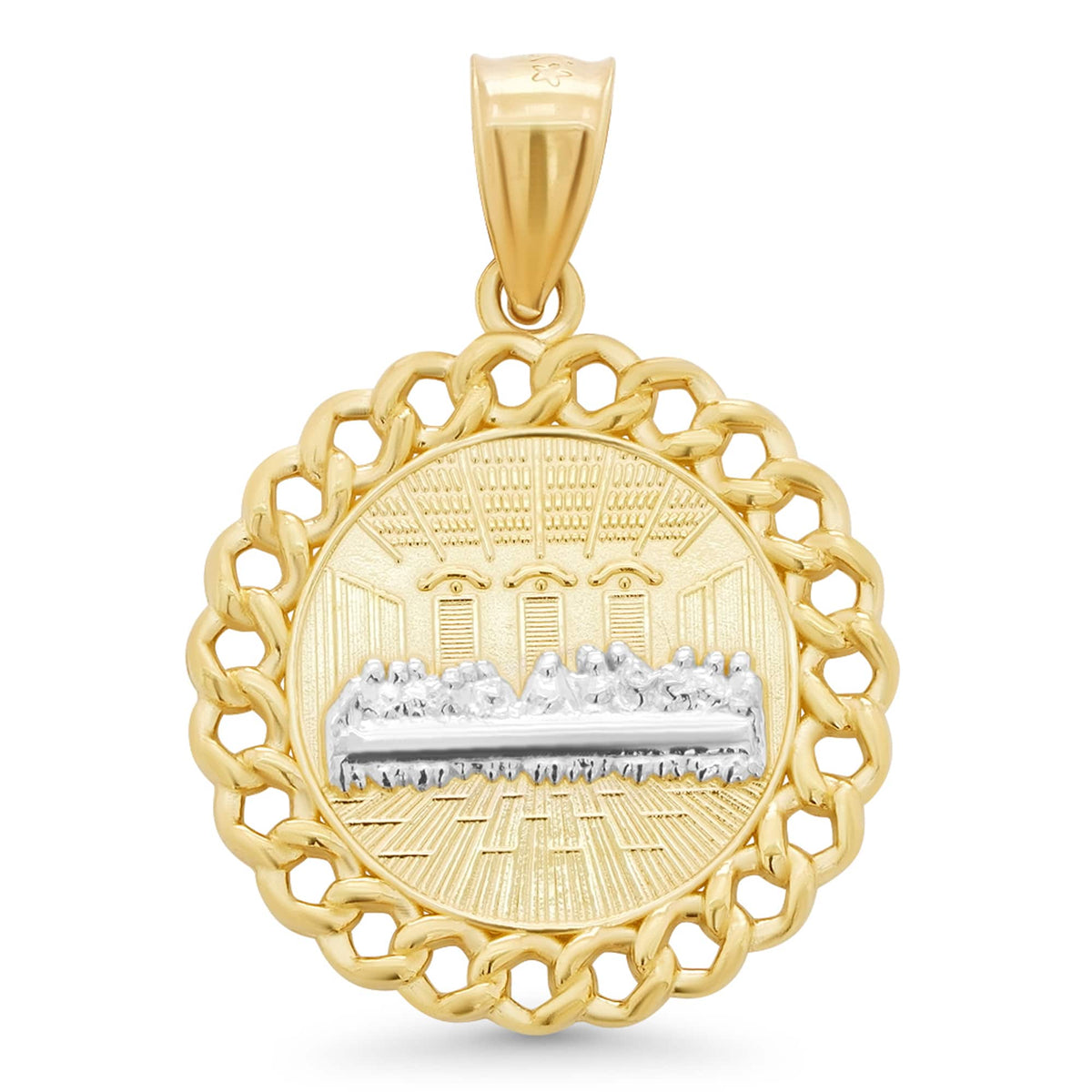 14k Two-Tone Gold Last Supper Medallion Pendant