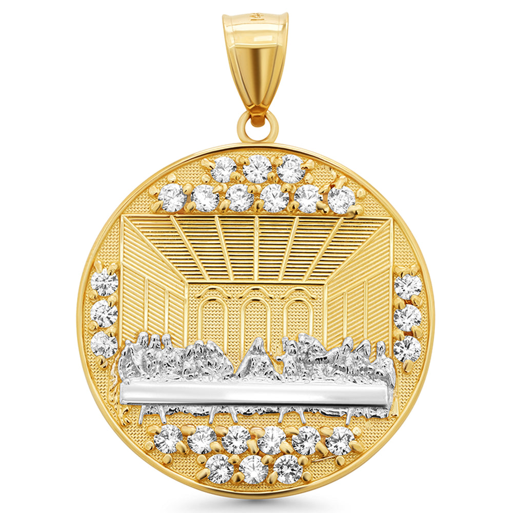 14k Two-Tone Gold Last Supper Round Pendant