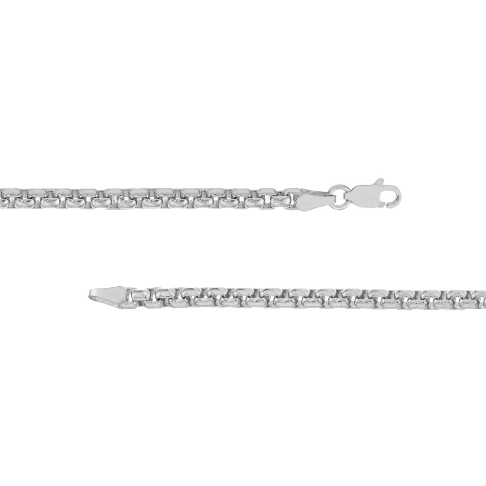 14k White Gold 2.5mm Round Box Chain Necklace