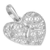 Load image into Gallery viewer, 14k White Gold 3D Filigree Heart Charm Pendant
