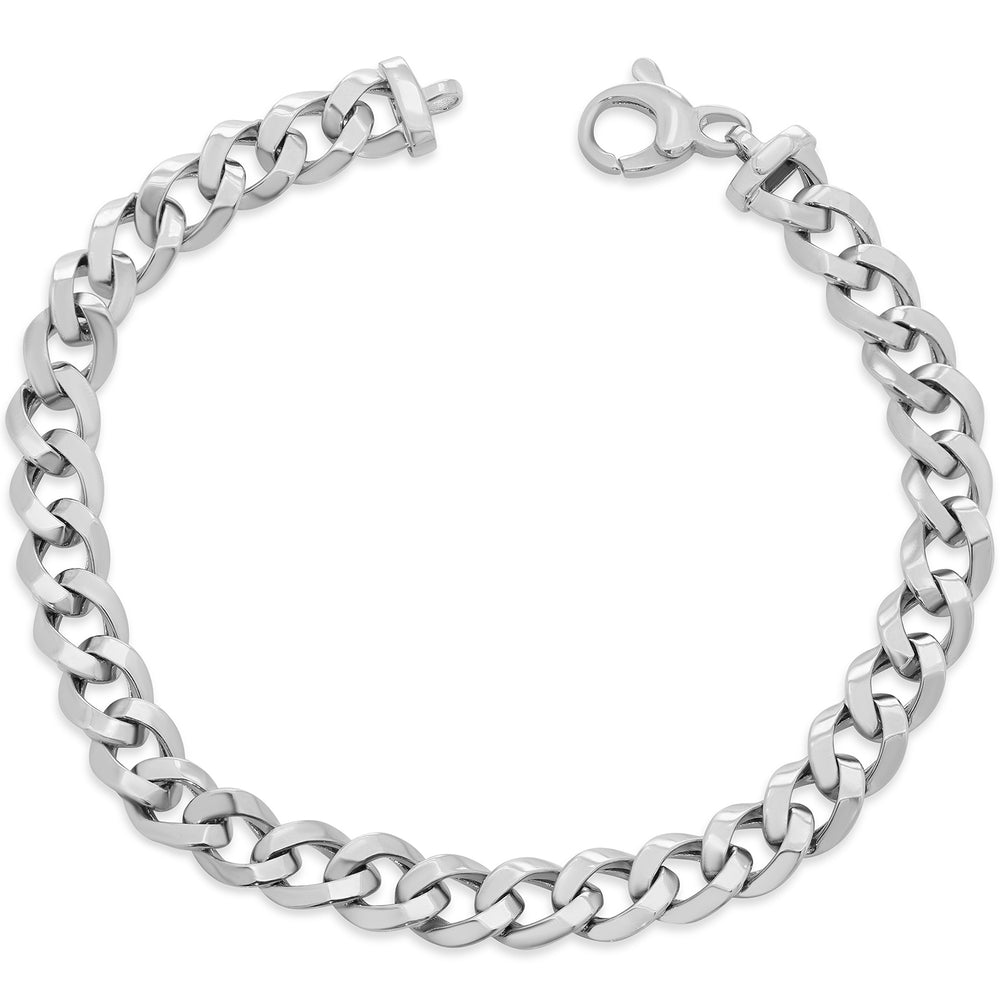 14k White Gold 7mm Cuban Link Chain Bracelet