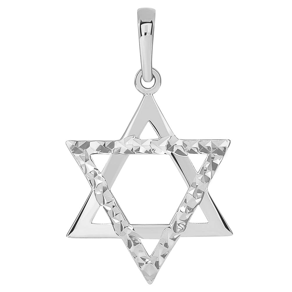 14k White Gold Hebrew Star of David Pendant