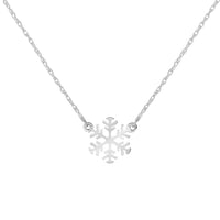 Load image into Gallery viewer, 14k White Gold Mini Snowflake Necklace
