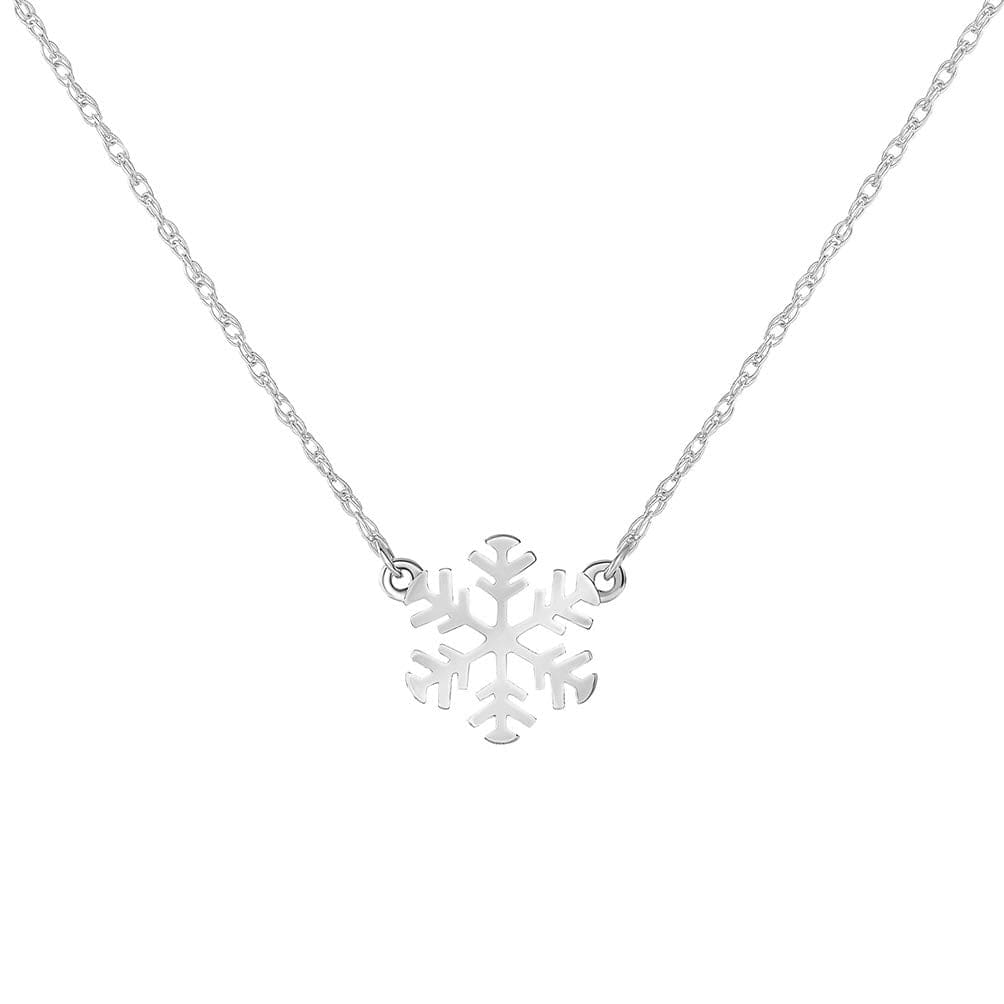 14k White Gold Mini Snowflake Necklace