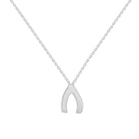 Load image into Gallery viewer, 14k White Gold Mini Wishbone Good Luck Necklace
