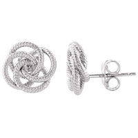 Load image into Gallery viewer, 14K White Gold Twisted Love Knot Stud Earrings
