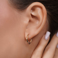 Load image into Gallery viewer, 14k Yellow &amp; Rose Gold Puff Heart Hoop Earrings
