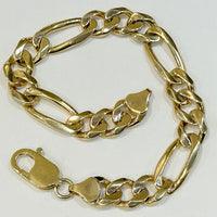 Load image into Gallery viewer, Solid 14K Yellow Gold 10mm Figaro Link Chain Bracelet with Lobster Lock
