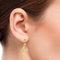 Load image into Gallery viewer, 14k Yellow Gold 3D Fish Hook Dangle Earrings
