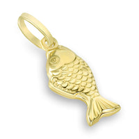 Load image into Gallery viewer, 14k Yellow Gold 3D Small Fish Charm Pendant
