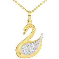 Load image into Gallery viewer, 14k Yellow Gold 3D Swan Animal Pendant Necklace
