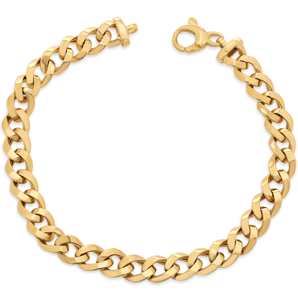 14k Yellow Gold 7mm Cuban Link Chain Bracelet