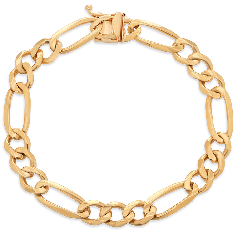 14K Yellow Gold 8mm Figaro Link Chain Bracelet