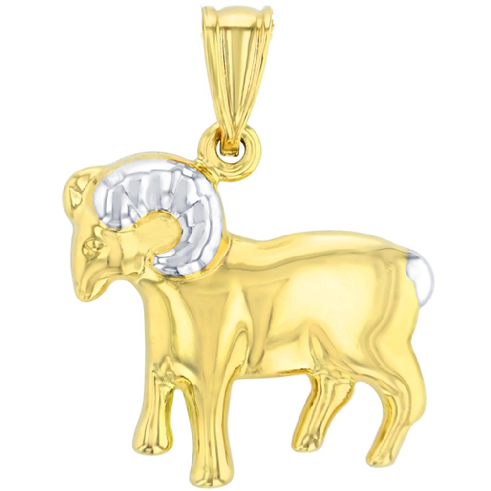 14K Yellow Gold Aries Zodiac Sign Charm Pendant