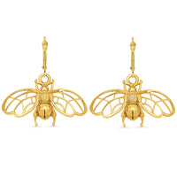 Load image into Gallery viewer, 14k Yellow Gold Bumble Bee Dangle Drop Earrings
