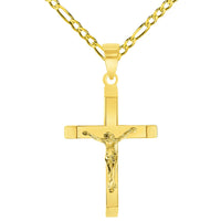 Load image into Gallery viewer, 14k Yellow Gold Catholic Cross Pendant Necklace
