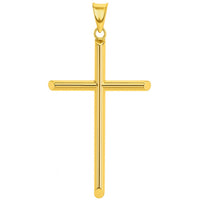 Load image into Gallery viewer, 14K Yellow Gold Classic Tube Cross Pendant
