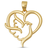 Load image into Gallery viewer, 14K Yellow Gold Dove in Heart Pendant Necklace
