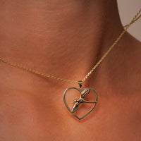 Load image into Gallery viewer, 14k Yellow Gold Flying Dove In Heart Pendant

