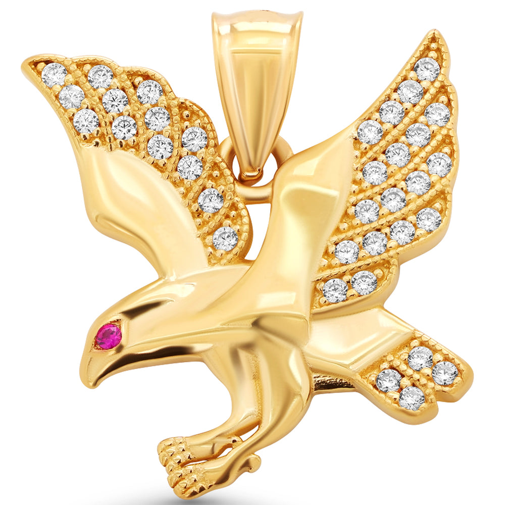 14k Yellow Gold Flying Eagle Pendant
