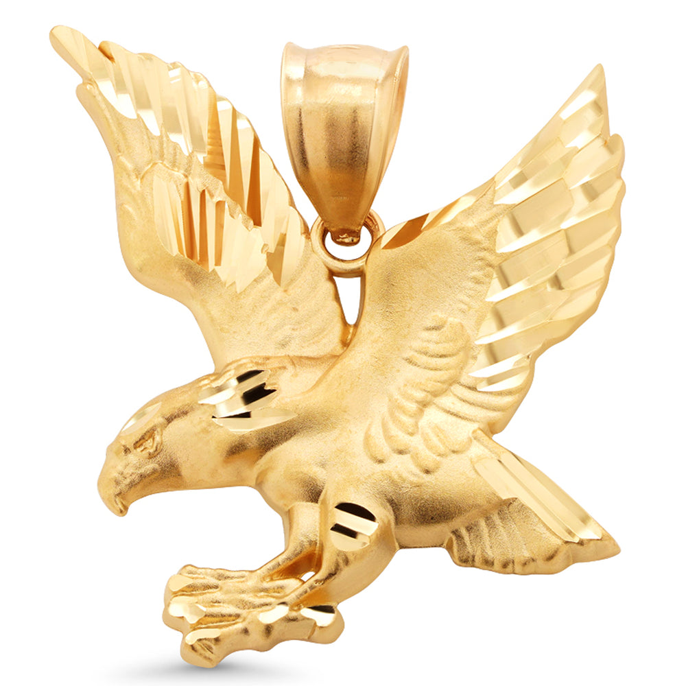 14k Yellow Gold Flying Eagle Pendant