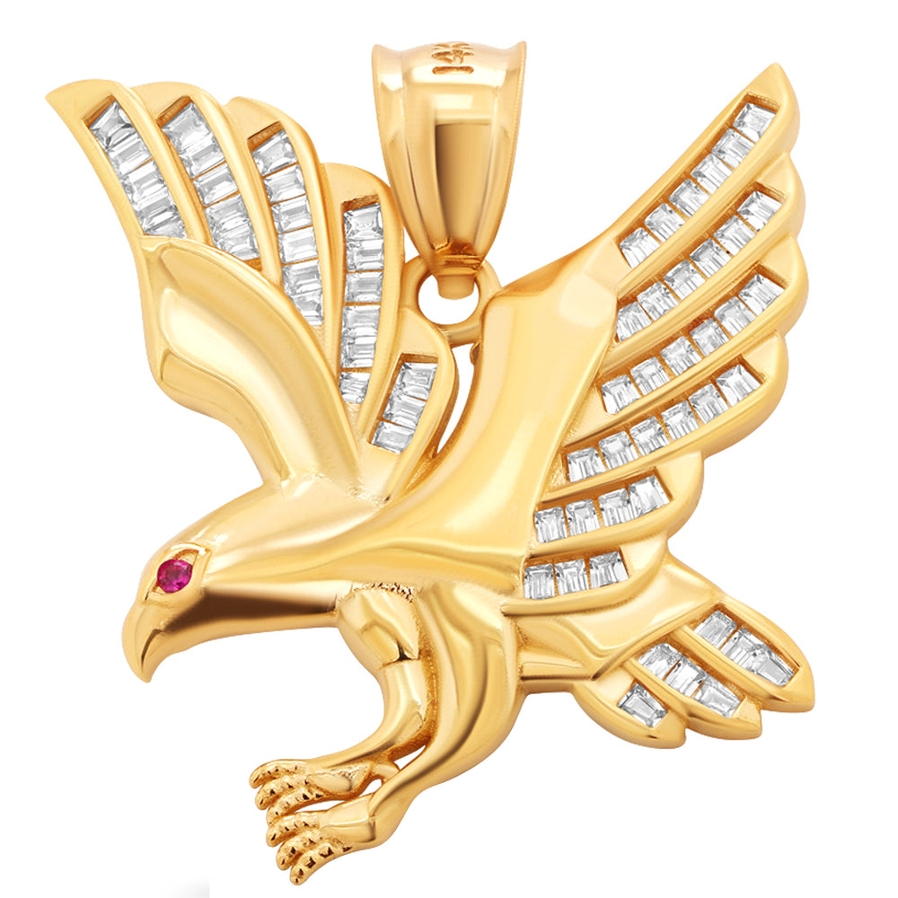 14k Yellow Gold Flying Eagle Pendant