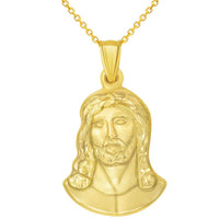 Load image into Gallery viewer, 14k Yellow Gold Head of Jesus Pendant Necklace
