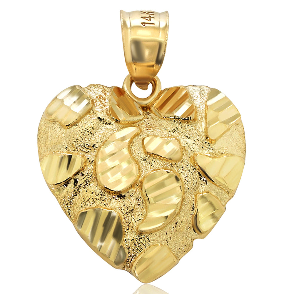 14k Yellow Gold Heart Nugget Pendant