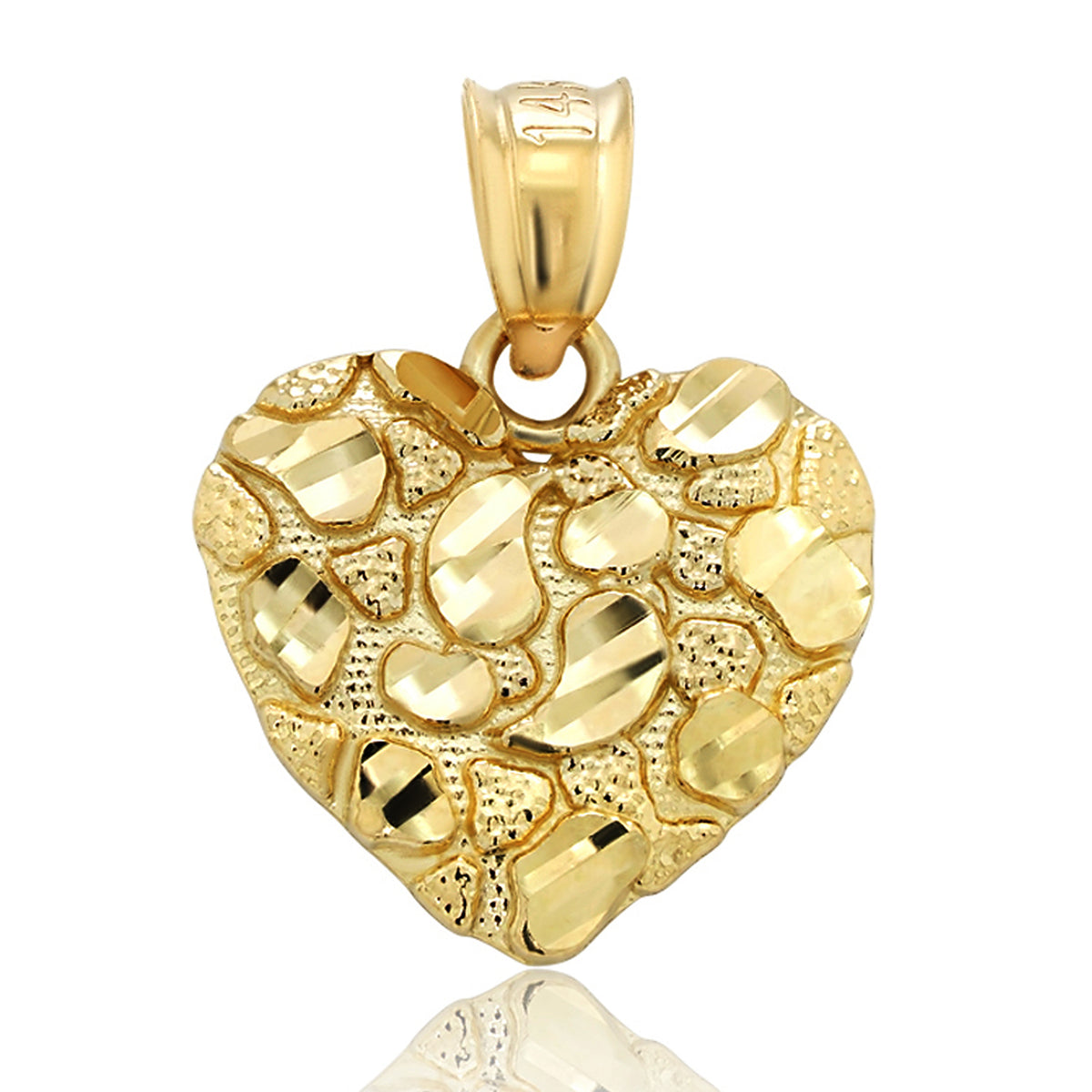 14k Yellow Gold Heart Nugget Pendant