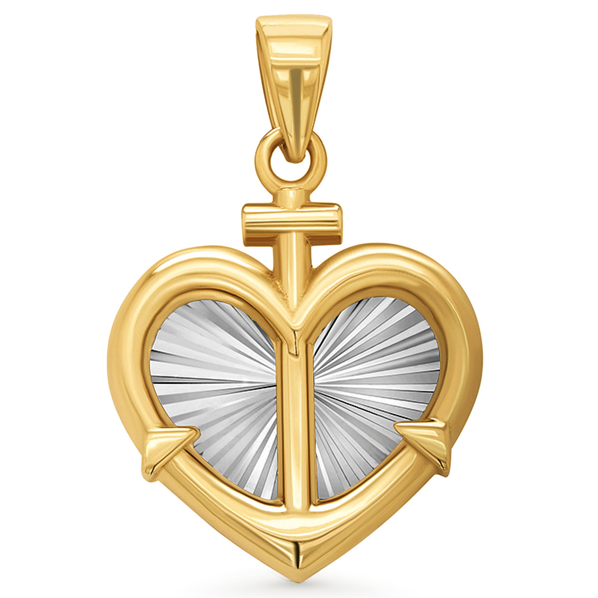 14k Yellow Gold Heart with Anchor Pendant