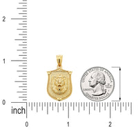 Load image into Gallery viewer, 14k Yellow Gold Lion Head On Shield Pendant
