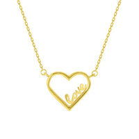 Load image into Gallery viewer, 14k Yellow Gold Love Written Open Heart Necklace
